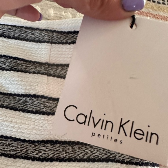 CALVIN Klein Skirt White Black Striped Pencil Knee Length - Picture 8 of 8